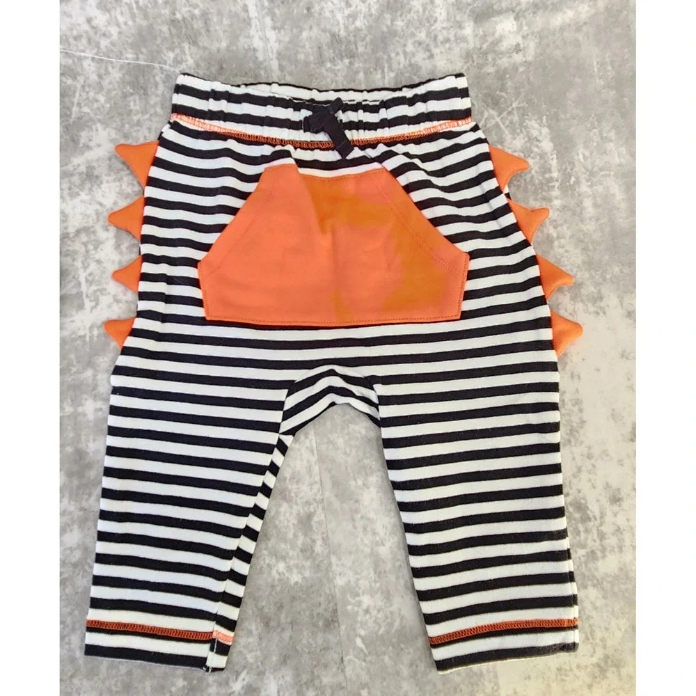 Cat & Jack Milk Monster Halloween Outfit Baby 3-6M Black Orange NWT Dino Spikes